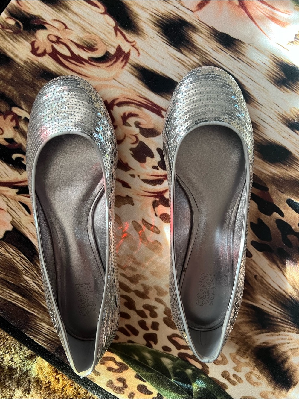 Coach Silver Sequin Ballet Flats